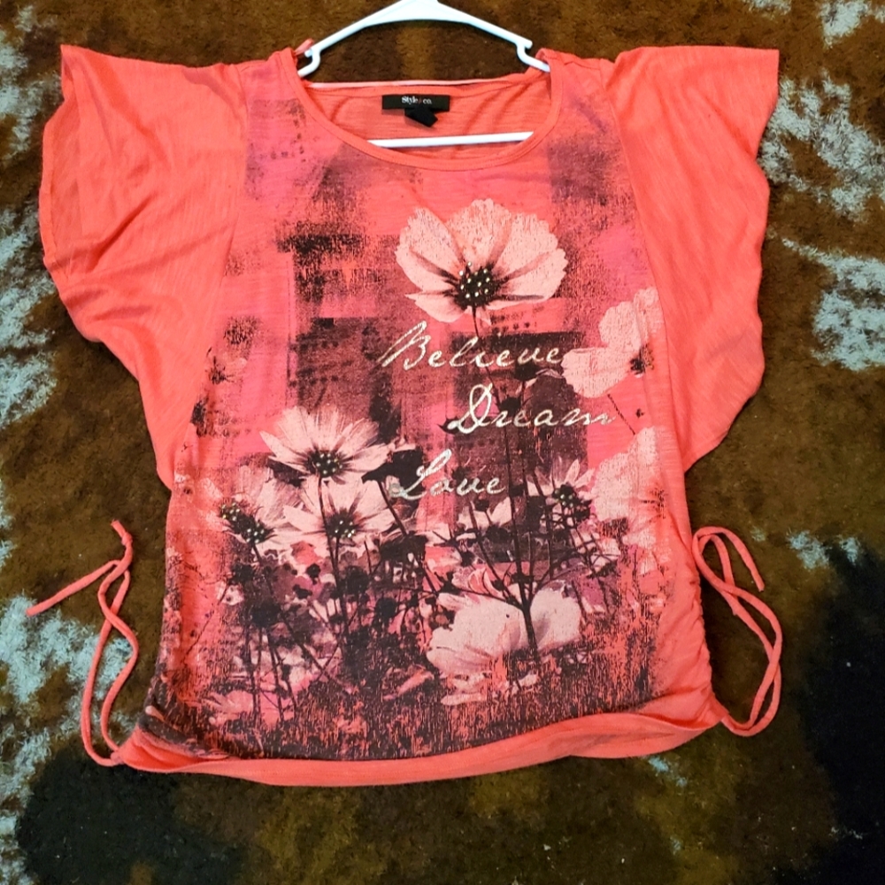 Pink Med Style&Co shirt with lace up sides!